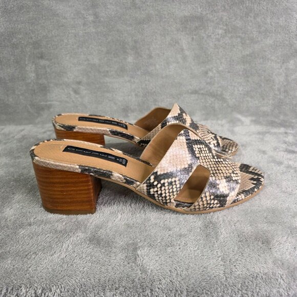 Womens Steven By Steve Madden Brown Snake Print Block Heel Slide Sandals 9.5M - Picture 9 of 11